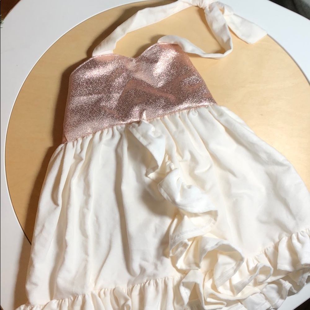 Sugar plum lane glitter  pink cream flutter dress